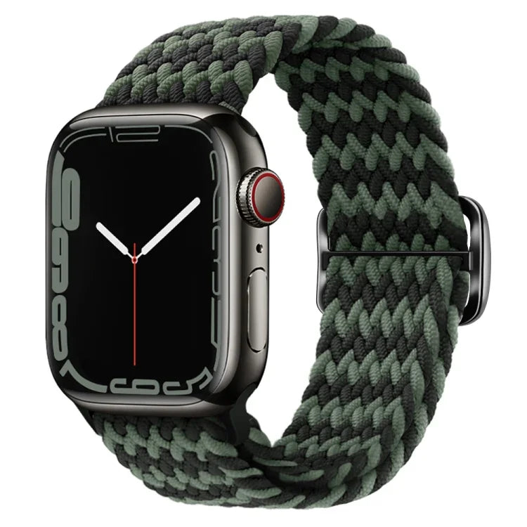Nylon geflochtenes Uhrenarmband mit Schnalle für Apple Watch Ultra 49mm / Series 8&7 45mm / SE 2&6&SE&5&4 44mm / 3&2&1 42mm