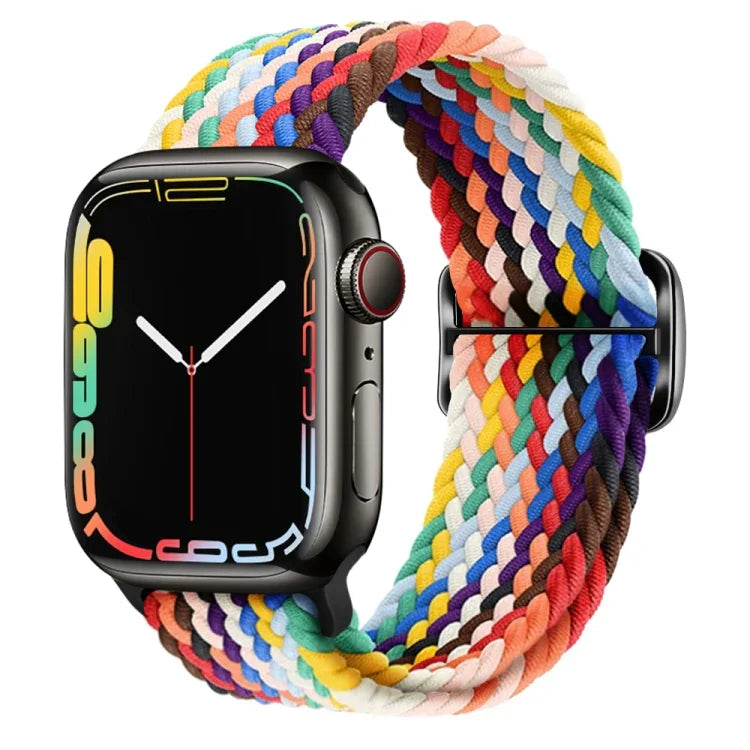 Nylon geflochtenes Uhrenarmband mit Schnalle für Apple Watch Ultra 49mm / Series 8&7 45mm / SE 2&6&SE&5&4 44mm / 3&2&1 42mm