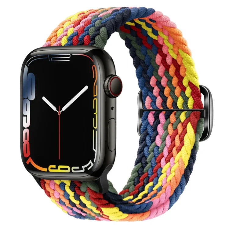 Nylon geflochtenes Uhrenarmband mit Schnalle für Apple Watch Ultra 49mm / Series 8&7 45mm / SE 2&6&SE&5&4 44mm / 3&2&1 42mm