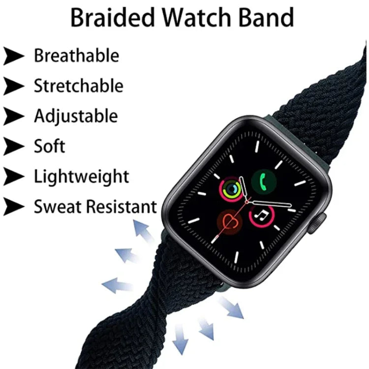 Nylon geflochtenes Uhrenarmband mit Schnalle für Apple Watch Ultra 49mm / Series 8&7 45mm / SE 2&6&SE&5&4 44mm / 3&2&1 42mm