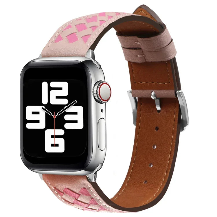 Geflochtenes Armband aus echtem Leder, Für Apple Watch Ultra 49mm / Series 8&7 45mm / SE 2&6&SE&5&4 44mm / 3&2&1 42mm, Für Apple Watch Series 8&7 41mm / SE 2&6&SE&5&4 40mm / 3&2&1 38mm