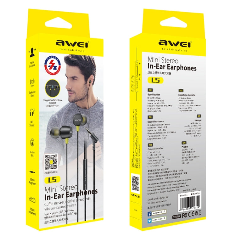 awei L5 1,2 m Mini Stereo-In-Ear-Kopfhörer, L5