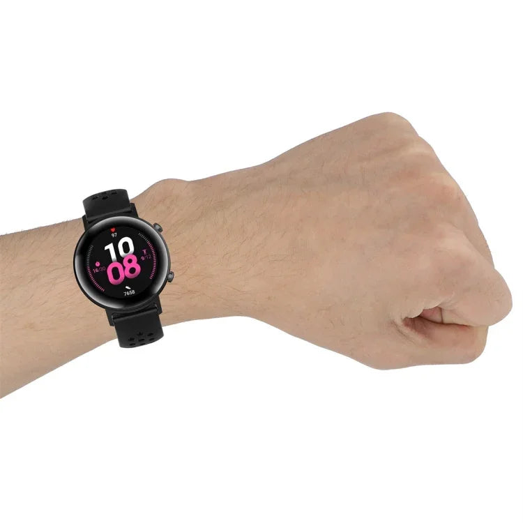 20 mm breites, einfarbiges Sport-Armband mit Faltschließe, passend für Huawei Watch GT2 42 mm und Galaxy Watch Active2/Active