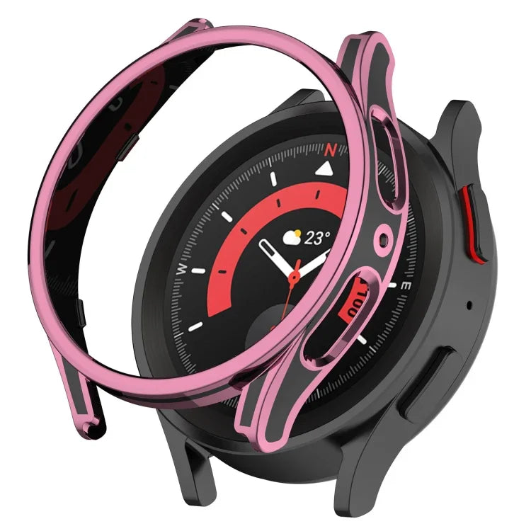 Hängende, zweifarbige Schutzhülle mit Schutzglasfolie, passend für Samsung Galaxy Watch5 Pro (45 mm), Samsung Galaxy Watch5 (40 mm), Samsung Galaxy Watch5 (44 mm), Samsung Galaxy Watch4 (40 mm) und Samsung Galaxy Watch4 (44 mm).