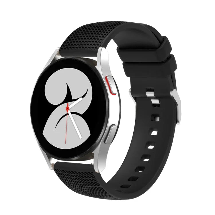 20 mm breites, silberfarbenes Silikonarmband mit Noppenmuster und Dornschließe, passend für Samsung Galaxy Watch5 40 mm/44 mm / Watch5 Pro