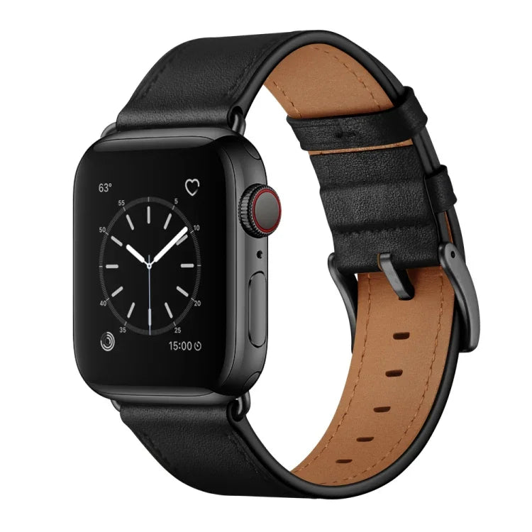 Klassisches Armband aus echtem Rindsleder, für Apple Watch Ultra 49 mm / Series 8&7 45 mm / SE 2&6&SE&5&4 44 mm / 3&2&1 42 mm, für Apple Watch Series 8&7 41 mm / SE 2&6&SE&5&4 40 mm / 3&2&1 38 mm