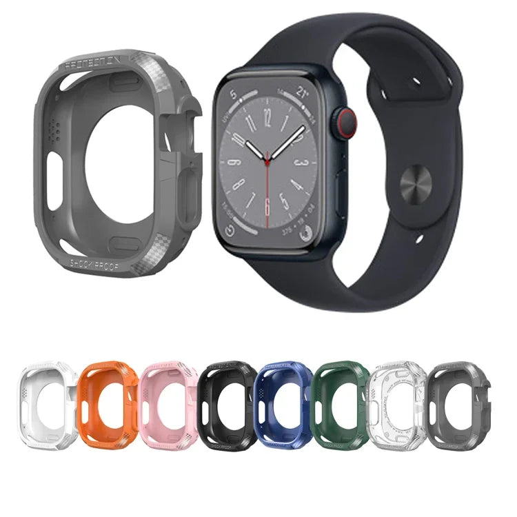 Carbon Fiber Shockproof Case For Apple Watch, Series 9 / 8 / 7 45mm