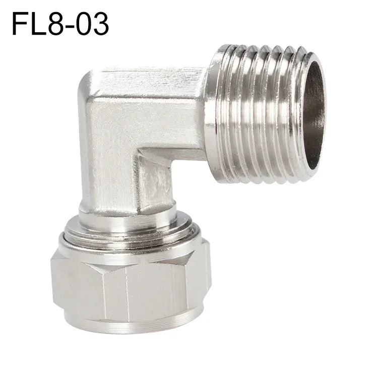 LAIZE Vernickeltes Kupfer Trachea Schnellkupplungs-Winkel-Verschluss-Buchse, FL8-03, FL8-04, FL10-03, FL10-04, FL12-02, FL12-03, FL12-04
