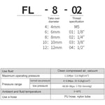 LAIZE Vernickeltes Kupfer Trachea Schnellkupplungs-Winkel-Verschluss-Buchse, FL8-03, FL8-04, FL10-03, FL10-04, FL12-02, FL12-03, FL12-04