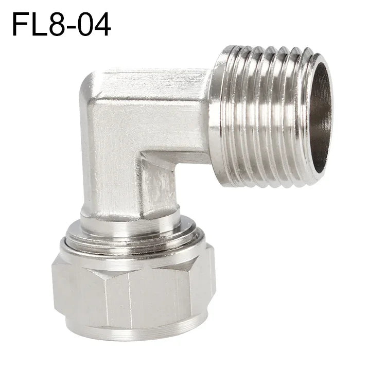 LAIZE Vernickeltes Kupfer Trachea Schnellkupplungs-Winkel-Verschluss-Buchse, FL8-03, FL8-04, FL10-03, FL10-04, FL12-02, FL12-03, FL12-04