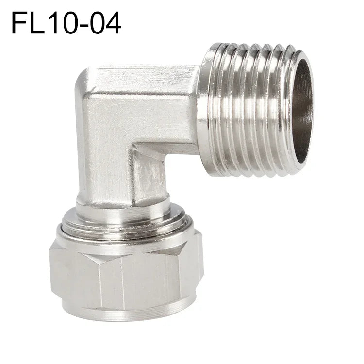 LAIZE Vernickeltes Kupfer Trachea Schnellkupplungs-Winkel-Verschluss-Buchse, FL8-03, FL8-04, FL10-03, FL10-04, FL12-02, FL12-03, FL12-04