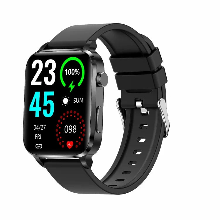 F100 Smartwatch mit 1,7 Zoll HD-Quadratbildschirm, TPU-Armband, unterstützt Körpertemperatur- und Blutsauerstoffmessung, TPU-Armband (Schwarz), TPU-Armband (Rot), TPU-Armband (Blau)