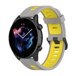 22mm Stripe Two-color Silicone Stainless Steel Buckle Watch Band, For Amazfit GTR 4 / GTS 4 / GTR 3