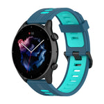 22mm Stripe Two-color Silicone Stainless Steel Buckle Watch Band, For Amazfit GTR 4 / GTS 4 / GTR 3
