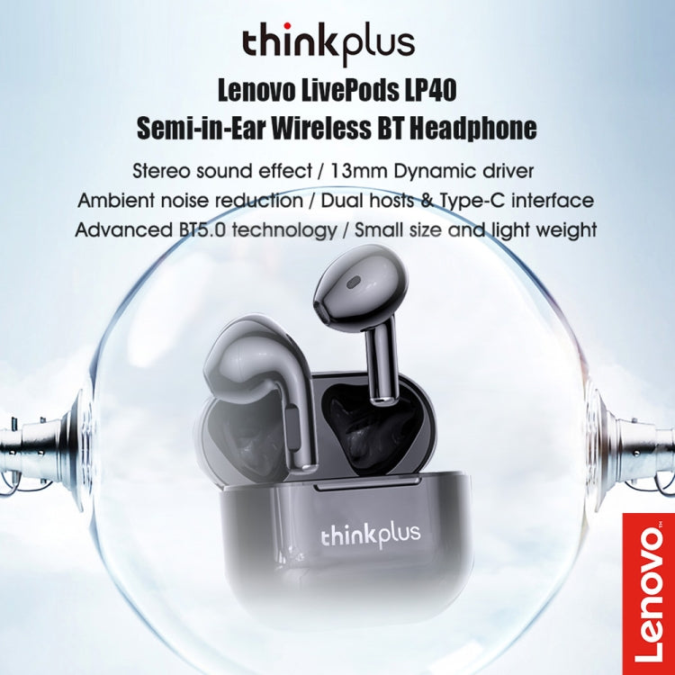 Lenovo LP40 TWS Kabellose Bluetooth 5.1 Geräuschreduzierende Ohrhörer, LP40