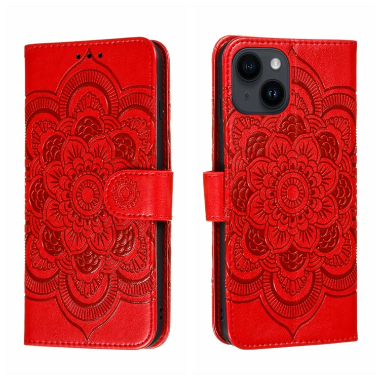 Sun Mandala Embossing Leather Phone Case, For iPhone 14 / 13, For iPhone 14 Plus, For iPhone 14 Pro, For iPhone 14 Pro Max