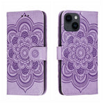 Sun Mandala Embossing Leather Phone Case, For iPhone 14 / 13, For iPhone 14 Plus, For iPhone 14 Pro, For iPhone 14 Pro Max