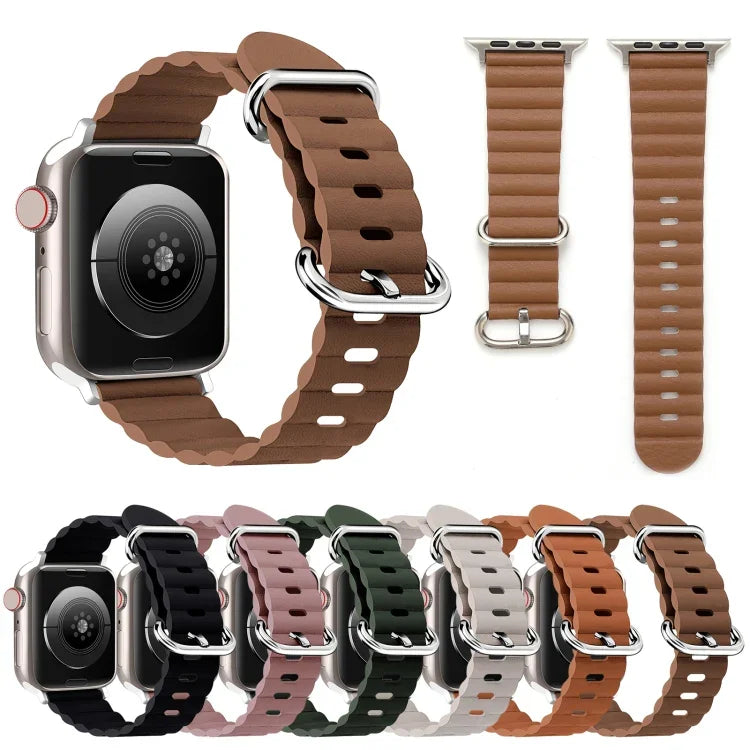 Armband im Ocean-Stil aus Leder für Apple Watch Ultra 49 mm / Series 8&7 45 mm / SE 2&6&SE&5&4 44 mm / 3&2&1 42 mm, für Apple Watch Ultra 49 mm / Series 8&7 45 mm /, für Apple Watch Series 8&7 41 mm / SE 2&6&SE&5&4 40 mm / 3&2&1 38 mm