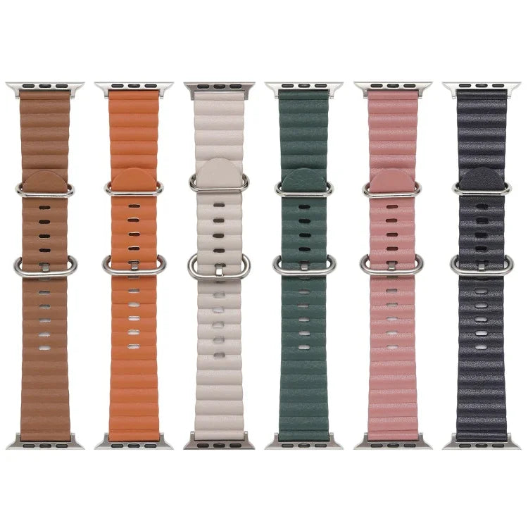 Armband im Ocean-Stil aus Leder für Apple Watch Ultra 49 mm / Series 8&7 45 mm / SE 2&6&SE&5&4 44 mm / 3&2&1 42 mm, für Apple Watch Ultra 49 mm / Series 8&7 45 mm /, für Apple Watch Series 8&7 41 mm / SE 2&6&SE&5&4 40 mm / 3&2&1 38 mm