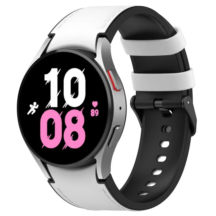 Für Samsung Galaxy Watch5 44 mm / 40 mm Silikon-Lederarmband, schwarz, mit Dornschließe, Größen S und L