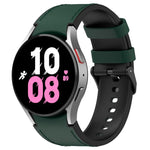 Für Samsung Galaxy Watch5 44 mm / 40 mm Silikon-Lederarmband, schwarz, mit Dornschließe, Größen S und L