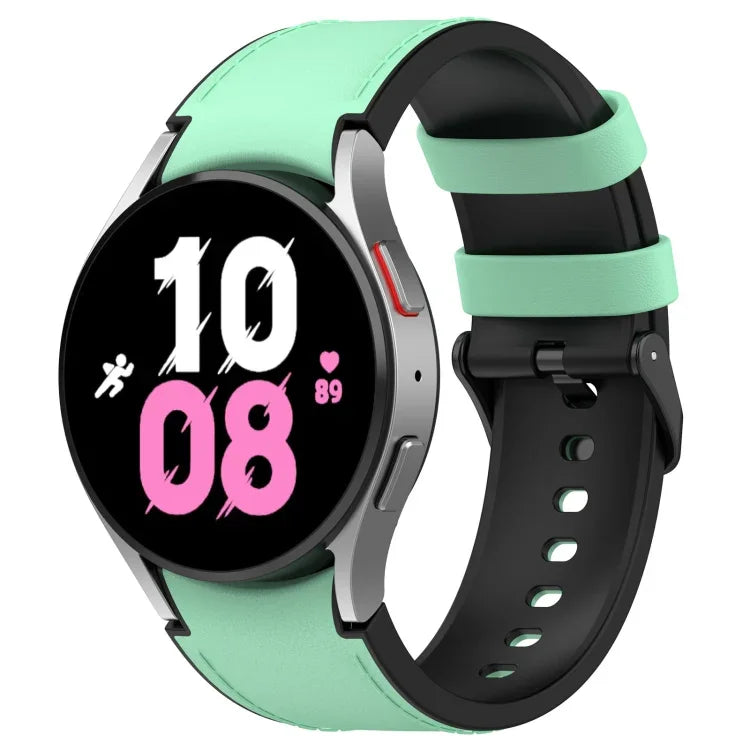 Für Samsung Galaxy Watch5 44 mm / 40 mm Silikon-Lederarmband, schwarz, mit Dornschließe, Größen S und L