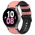 Für Samsung Galaxy Watch5 44 mm / 40 mm Silikon-Lederarmband, schwarz, mit Dornschließe, Größen S und L