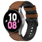 Für Samsung Galaxy Watch5 44 mm / 40 mm Silikon-Lederarmband, schwarz, mit Dornschließe, Größen S und L