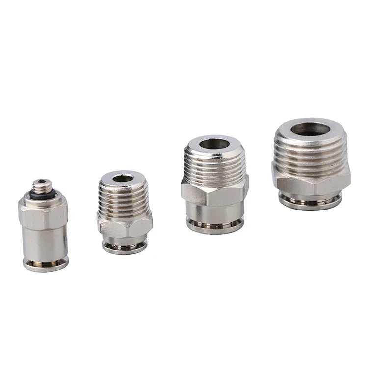 LAIZE vernickelter Kupfer-Außengewinde gerader pneumatischer Schnellverbinder, PC4-01, PC4-02, PC4-M5, PC6-01, PC6-02, PC6-03, PC6-04, PC6-M5, PC8-01, PC8-02, PC8-03, PC8-04, PC10-01, PC10-02, PC10-03, PC10-04, PC12-01, PC12-02, PC12-03, PC12-04, PC14-02