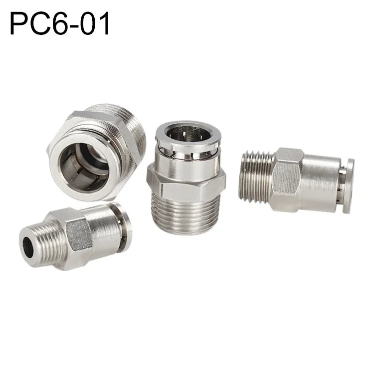 LAIZE vernickelter Kupfer-Außengewinde gerader pneumatischer Schnellverbinder, PC4-01, PC4-02, PC4-M5, PC6-01, PC6-02, PC6-03, PC6-04, PC6-M5, PC8-01, PC8-02, PC8-03, PC8-04, PC10-01, PC10-02, PC10-03, PC10-04, PC12-01, PC12-02, PC12-03, PC12-04, PC14-02