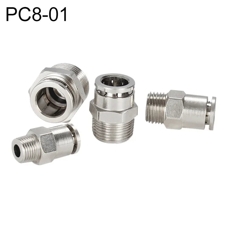 LAIZE vernickelter Kupfer-Außengewinde gerader pneumatischer Schnellverbinder, PC4-01, PC4-02, PC4-M5, PC6-01, PC6-02, PC6-03, PC6-04, PC6-M5, PC8-01, PC8-02, PC8-03, PC8-04, PC10-01, PC10-02, PC10-03, PC10-04, PC12-01, PC12-02, PC12-03, PC12-04, PC14-02