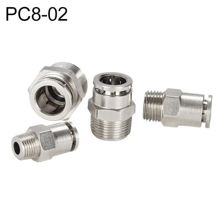 LAIZE vernickelter Kupfer-Außengewinde gerader pneumatischer Schnellverbinder, PC4-01, PC4-02, PC4-M5, PC6-01, PC6-02, PC6-03, PC6-04, PC6-M5, PC8-01, PC8-02, PC8-03, PC8-04, PC10-01, PC10-02, PC10-03, PC10-04, PC12-01, PC12-02, PC12-03, PC12-04, PC14-02