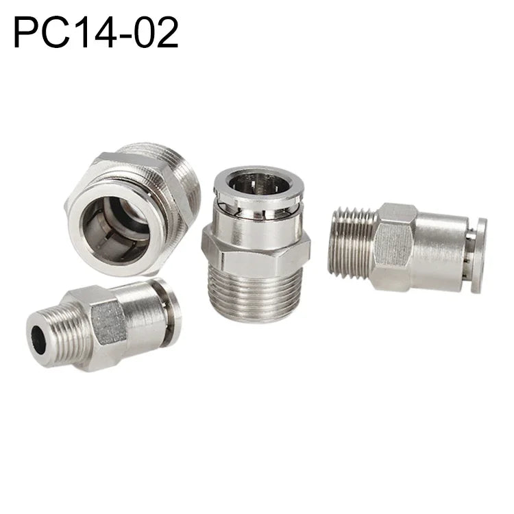 LAIZE vernickelter Kupfer-Außengewinde gerader pneumatischer Schnellverbinder, PC4-01, PC4-02, PC4-M5, PC6-01, PC6-02, PC6-03, PC6-04, PC6-M5, PC8-01, PC8-02, PC8-03, PC8-04, PC10-01, PC10-02, PC10-03, PC10-04, PC12-01, PC12-02, PC12-03, PC12-04, PC14-02