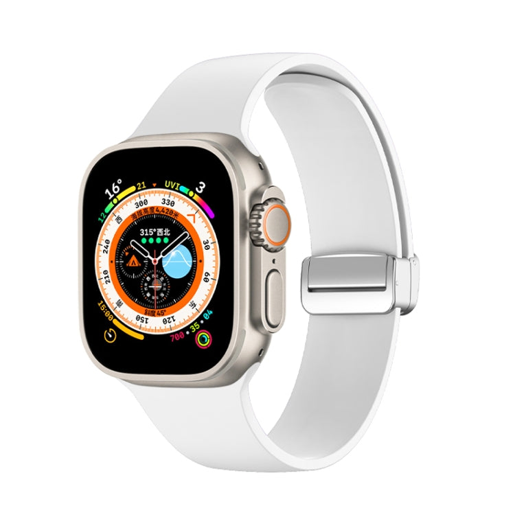 Silikon-Uhrenarmband mit Faltschließe, passend für Apple Watch Ultra (49 mm), Apple Watch Series 8 &amp; 7 (45 mm), SE 2 &amp; 6 &amp; SE 5 &amp; 4 (44 mm) sowie 3 &amp; 2 &amp; 1 (42 mm).