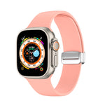 Silikon-Uhrenarmband mit Faltschließe, passend für Apple Watch Ultra (49 mm), Apple Watch Series 8 &amp; 7 (45 mm), SE 2 &amp; 6 &amp; SE 5 &amp; 4 (44 mm) sowie 3 &amp; 2 &amp; 1 (42 mm).