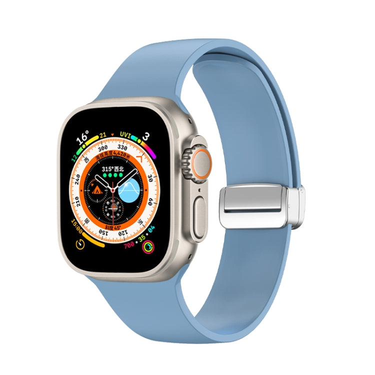 Silikon-Uhrenarmband mit Faltschließe, passend für Apple Watch Ultra (49 mm), Apple Watch Series 8 &amp; 7 (45 mm), SE 2 &amp; 6 &amp; SE 5 &amp; 4 (44 mm) sowie 3 &amp; 2 &amp; 1 (42 mm).