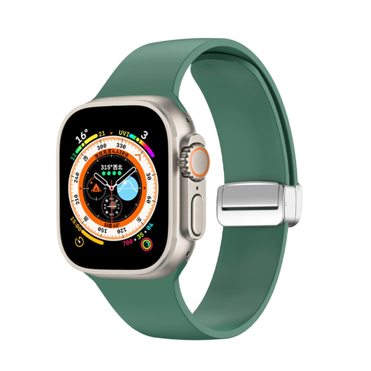 Silikon-Uhrenarmband mit Faltschließe, passend für Apple Watch Ultra (49 mm), Apple Watch Series 8 &amp; 7 (45 mm), SE 2 &amp; 6 &amp; SE 5 &amp; 4 (44 mm) sowie 3 &amp; 2 &amp; 1 (42 mm).