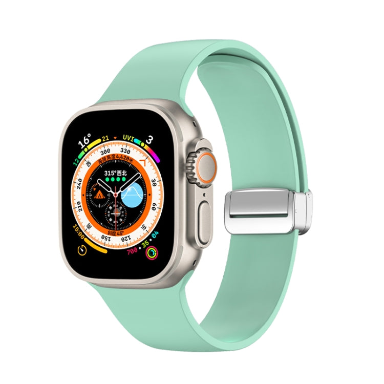Silikon-Uhrenarmband mit Faltschließe, passend für Apple Watch Ultra (49 mm), Apple Watch Series 8 &amp; 7 (45 mm), SE 2 &amp; 6 &amp; SE 5 &amp; 4 (44 mm) sowie 3 &amp; 2 &amp; 1 (42 mm).