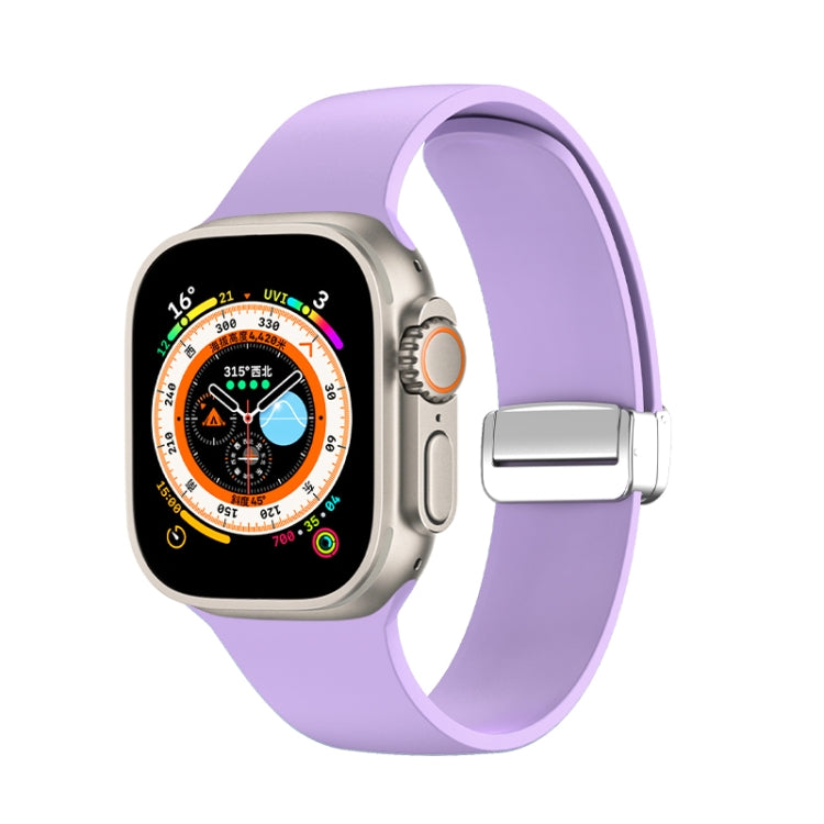 Silikon-Uhrenarmband mit Faltschließe, passend für Apple Watch Ultra (49 mm), Apple Watch Series 8 &amp; 7 (45 mm), SE 2 &amp; 6 &amp; SE 5 &amp; 4 (44 mm) sowie 3 &amp; 2 &amp; 1 (42 mm).