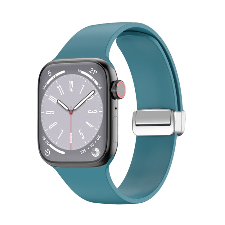 Silikon-Uhrenarmband mit Faltschließe, passend für Apple Watch Ultra (49 mm), Apple Watch Series 8 &amp; 7 (45 mm), SE 2 &amp; 6 &amp; SE 5 &amp; 4 (44 mm) sowie 3 &amp; 2 &amp; 1 (42 mm).
