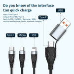 ADC-008 100W USB/Typ-C zu Typ-C + 8 Pin + Micro USB Zwei-zu-Drei Voll kompatibles Schnelllade-Datenkabel, 1,2m, 2m