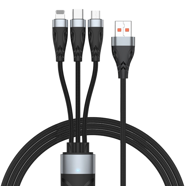 ADC-008 66W USB zu USB-C/Typ-C + 8 Pin + Micro USB 3 in 1 Voll kompatibles Schnelllade-Datenkabel, 1,2m, 2m