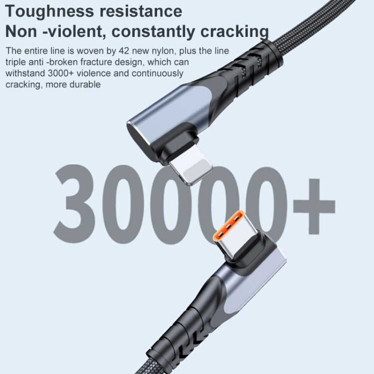 ADC-009 20W USB-C/Type-C auf 8-Pin Doppel-Winkel Datenkabel, 0,4m, 1m, 2m