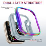 Schutzhülle aus Aluminiumlegierung und TPU (2-in-1), passend für Apple Watch Ultra 3/2/1 (49 mm), Apple Watch Series 9/8/7 (45 mm), Apple Watch Series 6/5/4/SE (44 mm), Apple Watch Series 9/8/7 (41 mm) und Apple Watch Series 6/5/4/SE (40 mm).