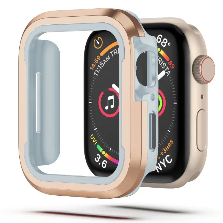 Schutzhülle aus Aluminiumlegierung und TPU (2-in-1), passend für Apple Watch Ultra 3/2/1 (49 mm), Apple Watch Series 9/8/7 (45 mm), Apple Watch Series 6/5/4/SE (44 mm), Apple Watch Series 9/8/7 (41 mm) und Apple Watch Series 6/5/4/SE (40 mm).