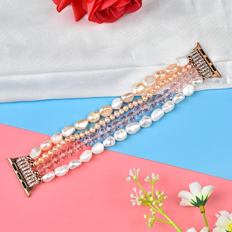 Perlenkristall-Uhrenarmband, für Apple Watch 5 &amp; 4 (40 mm) / 3 &amp; 2 &amp; 1 (38 mm), für Apple Watch 5 &amp; 4 (44 mm) / 3 &amp; 2 &amp; 1 (42 mm)