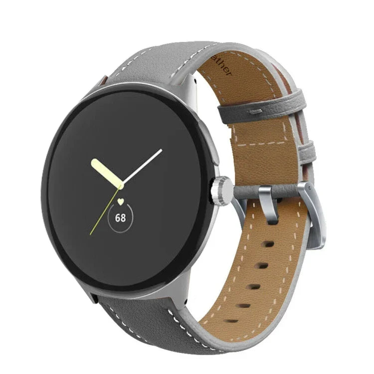 Echtleder-Uhrenarmband mit spitz zulaufender Naht, passend für Google Pixel Watch 4 / 3 / 2 / 1 (41 mm)