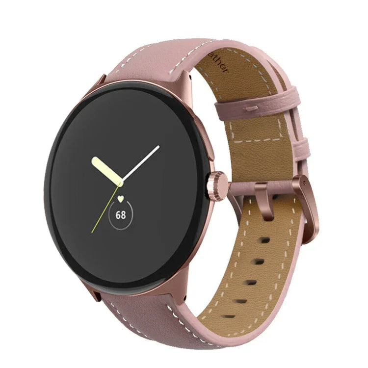 Echtleder-Uhrenarmband mit spitz zulaufender Naht, passend für Google Pixel Watch 4 / 3 / 2 / 1 (41 mm)