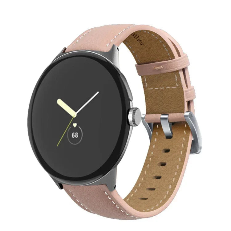 Echtleder-Uhrenarmband mit spitz zulaufender Naht, passend für Google Pixel Watch 4 / 3 / 2 / 1 (41 mm)