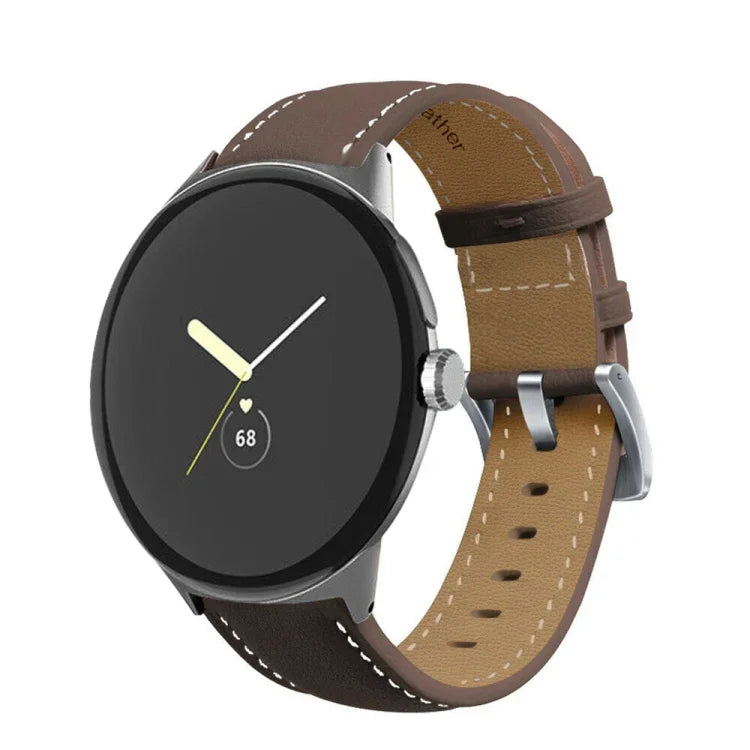 Echtleder-Uhrenarmband mit spitz zulaufender Naht, passend für Google Pixel Watch 4 / 3 / 2 / 1 (41 mm)
